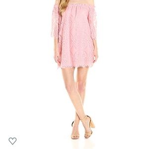 Pink Off the Shoulder Lace Dress